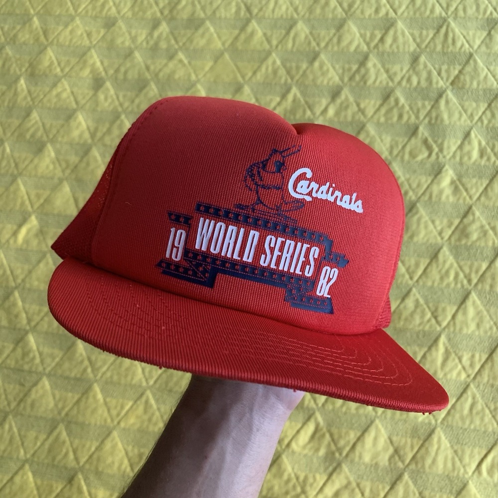Vintage 1982 World Series St Louis Cardinals Small Snapback Cap Hat Trucker Mesh